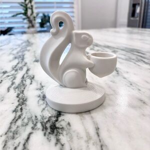 White Ceramic Squirrel Match Holder